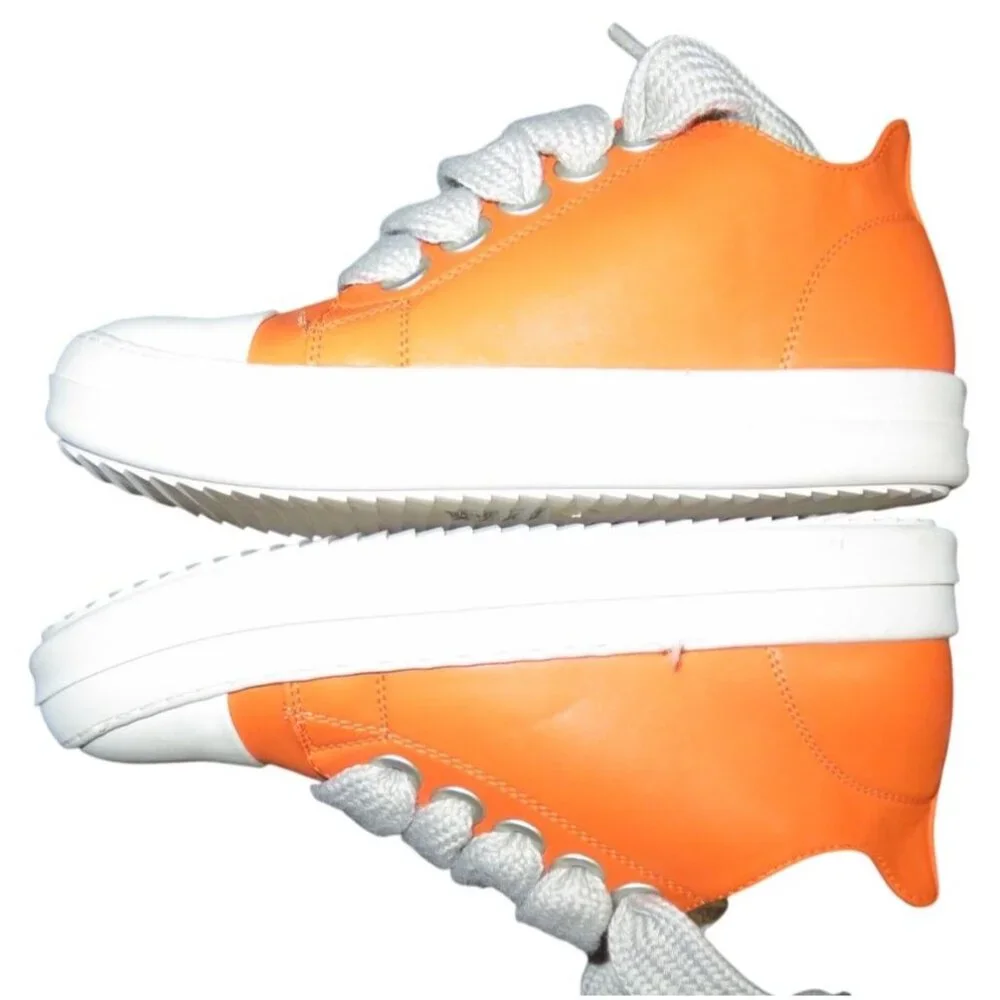 MOFEEDOUKA Orange Vegan PU Leather Platform Comfort Walking Sneakers 37 or US 7